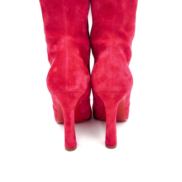 Christian Louboutin Pink Suede Zip Over-the-Knee Heeled Boots EU 38 - Picture 5 of 10